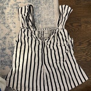 Maeve Black and White Striped Tank Top